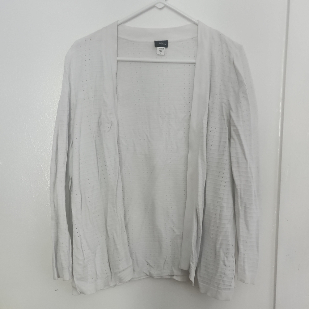 Basic Editions White Cardigan Sweater Lightweight Knit